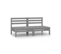 Vidaxl Canapés Centraux De Jardin 2 Pcs Gris Bois De Pin Massif Gris