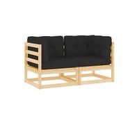 2x Bois de Pin Massif Canapés d'Angle de Jardin avec Coussins Terrasse vidaXL