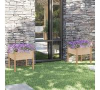 2x Bois de Pin Massif Jardinières Noir 70x70x70 cm Lits Surélevés vidaXL