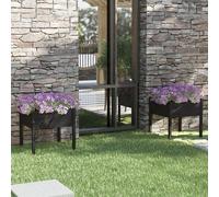 2x Bois de Pin Massif Jardinières Noir 70x70x70 cm Lits Surélevés vidaXL