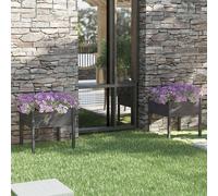 2x Bois de Pin Massif Jardinières Noir 70x70x70 cm Lits Surélevés vidaXL