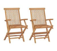 2x Bois de Teck Massif Chaises de Jardin Pliables Fauteuils de Terrasse vidaXL