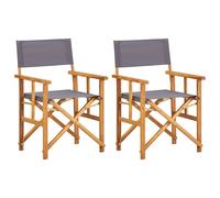 2x Bois Massif d'Acacia Chaises de Metteur en Scène Vert Camping Jardin vidaXL