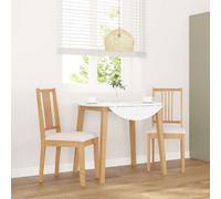 2x Bois Solide Chaises à Dîner avec Coussins Blanc Cuisine Repas vidaXL