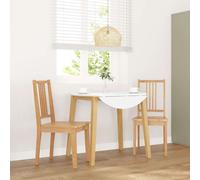 2x Bois Solide Chaises à Dîner avec Coussins Blanc Cuisine Repas vidaXL