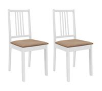 2x Bois Solide Chaises à Dîner avec Coussins Blanc Cuisine Repas vidaXL