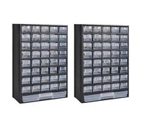 vidaXL Boîte à outils de rangement 41 tiroirs Plastique Noir – 2 pcs