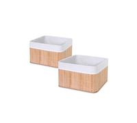 2x boîte de rangement HWC-C21, bambou nature