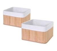 2x boîte de rangement HWC-C21, bambou nature