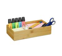 2X Boîtes de Rangement en Bambou, empilable, rectangulaire, Nature, Caisse de Cuisine, HxLxP : env. 7x30x15 cm, Nature
