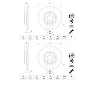 2x Bosch 0 986 479 E49 Disque de Frein pour Audi Q5 A6 Toute Route A7 A4