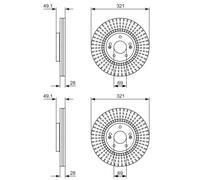 2X BOSCH Disques de Frein Ø321mm Avant Pour Hyundai Grand Père Noël Kia Sorento