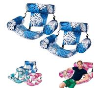 2X Bouée Piscine Matelas Gonflable Géant, 4 en 1 Hamac Flottant Géant avec D ossier Confort pour Adultes Et Enfantses, Matelas Gonflable pour Piscine Adulte, pour Été, Plage Et Vacances, 76x40,5x61cm