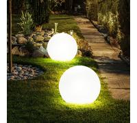 Boule solaire pour extérieur 30 cm boule lumineuse solaire boule de jardin lumineuse décoration de jardin à LED solaire, avec piquet de sol, durée d'éclairage environ 6-8 heures, H 66,5 cm, lot de 2