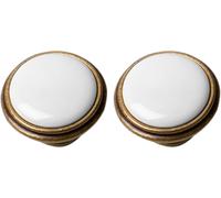2x bouton de tiroir finition laiton porcelaine céramique 35 mm meuble vintage