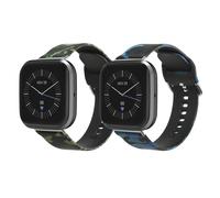 kwmobile Bracelet compatible avec Fitbit Versa 4 / Sense 2 / Versa 3 / Sense - Set 2x bracelet de rechange en TPU et en silicone pour fitness tracker - camouflage noir-vert clair-vert foncé