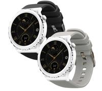 kwmobile Bracelet Compatible avec Huawei Watch GT 3 Pro (43mm) / Watch GT 3 (42mm) - Set 2X Bracelet de Rechange en Silicone pour Fitness Tracker - Noir-Gris-Gris