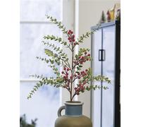 2x branche décorative "baies givrées" en vert / rouge, 70 cm de long, plante artificielle, fleur artificielle, branches artificielles