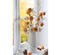 2x branche décorative "citrouilles" en orange & blanc, hauteur 70 cm, branche artificielle, plante artificielle, bouquet décoratif