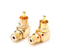 2X Brass Angle Droit Mâle À Femelle Connecteur Plaqué Or Adaptateurs 90 Degrés Angle Droit Mâle La Bouche Banane Plaquée Or Vis De Vide du Haut-Parleur De Haut-Parleur