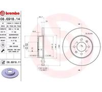 2x BREMBO 08.6918.11 Disque de frein Avant pour ROVER CABRIOLET (XW) 262mm