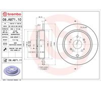 2x BREMBO 08.7716.21 Disque de frein Arrière convient pour PEUGEOT 607 (9D, 9U)