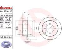 2x BREMBO 08.8316.11 Disque de frein Arrière pour HYUNDAI Santamo II (UF) 262mm