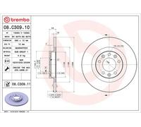 2x BREMBO 08.9462.11 Disque de frein Arrière pour VOLVO XC70 Cross Country (295)