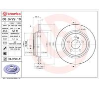 2x BREMBO 08.9729.11 Disque de frein Arrière 300mm