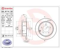 2x BREMBO 08.A114.31 Disque de frein Arrière pour JEEP COMPASS (MK49) 262mm