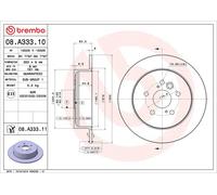 2x BREMBO 08.A333.11 Disque de frein Arrière pour CHERY TIGGO 303mm