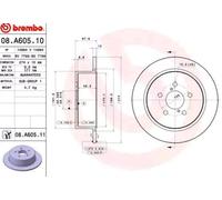 2x BREMBO 08.A605.11 Disque de frein Arrière pour SUBARU Legacy IV Kombi (BP)