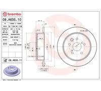 2x BREMBO 08.A635.11 Disque de frein Arrière pour TOYOTA Crown Limousine (S210)