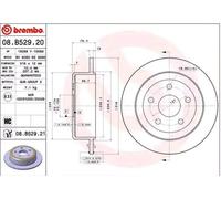 2x BREMBO 08.B529.21 Disque de frein Arrière pour JEEP WRANGLER III (JK) 316mm