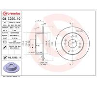 2x BREMBO 08.C290.11 Coated Disc Line Disque de frein Arrière 260mm
