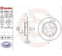 Disque de frein BREMBO 08C65311 arrière, plein, 1 pièce