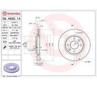 2x BREMBO 09.4930.14 Disque de frein Avant pour RENAULT 21 Stufenheck (L48)