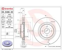 2x Disque de frein ventilé de l'intérieur 09.5486.50 BREMBO pour FORD FOCUS I