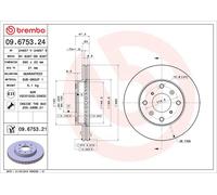 2x BREMBO 09.6753.21 Disque de frein Avant pour HONDA ACCORD VI Coupe (CG) 260mm