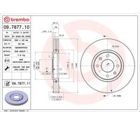 2x BREMBO 09.7877.11 Disque de frein Avant pour CITROËN C5 II (RC) C5 I (DC)