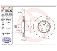 2x BREMBO 09.8936.11 Disque de frein Avant pour RENAULT LAGUNA II (BG0/1) 280mm