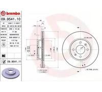 2x BREMBO 09.9541.11 Disque de frein Avant pour HYUNDAI GETZ (TB) 256mm