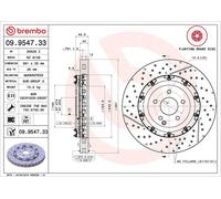 2x BREMBO 09.9547.33 Two-Piece Floating Discs Line Disque de frein Avant 360mm