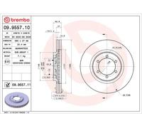 2x BREMBO 09.9557.11 Disque de frein Avant pour HYUNDAI TERRACAN (HP) 280mm
