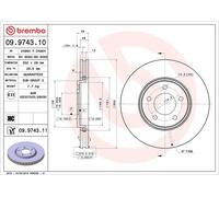 2x BREMBO 09.9743.11 Disque de frein Avant pour CHRYSLER VOYAGER IV (RG, RS)