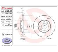 2x BREMBO 09.A149.11 Disque de frein Avant pour KIA CARENS II (FJ) CARENS I (FC)