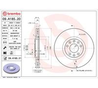 2x BREMBO 09.A185.21 Disque de frein Avant convient pour PEUGEOT RCZ Coupe 302mm