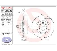 2x BREMBO 09.A302.11 Disque de frein Avant pour DAEWOO Rexton I (Y200) 294mm