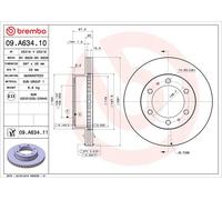 2x BREMBO 09.A634.11 Disque de frein Avant pour TOYOTA HILUX Pick-up (GUN1)