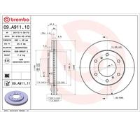 2x BREMBO 09.A911.11 Disque de frein Avant pour MITSUBISHI PAJERO IV (V8W, V9W)
